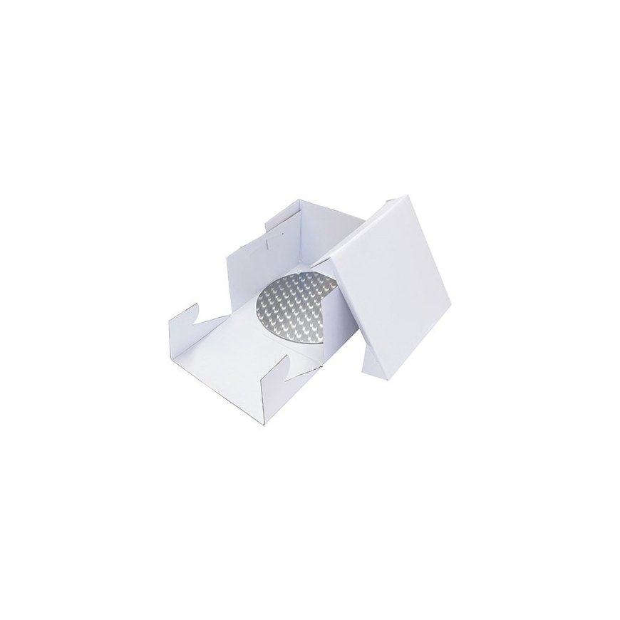 PME BCR867 cake storage container Square Carton, Metal Silver, White