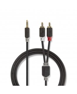 Nedis CABW22200AT05 audio cable 0.5 m 3.5mm 2 x RCA Anthracite