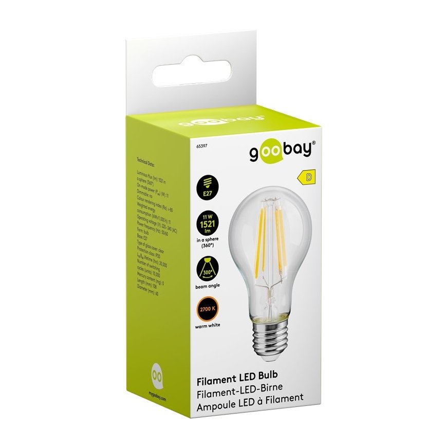 Goobay 65397 LED bulb Warm white 2700 K 11 W E27 D – 2