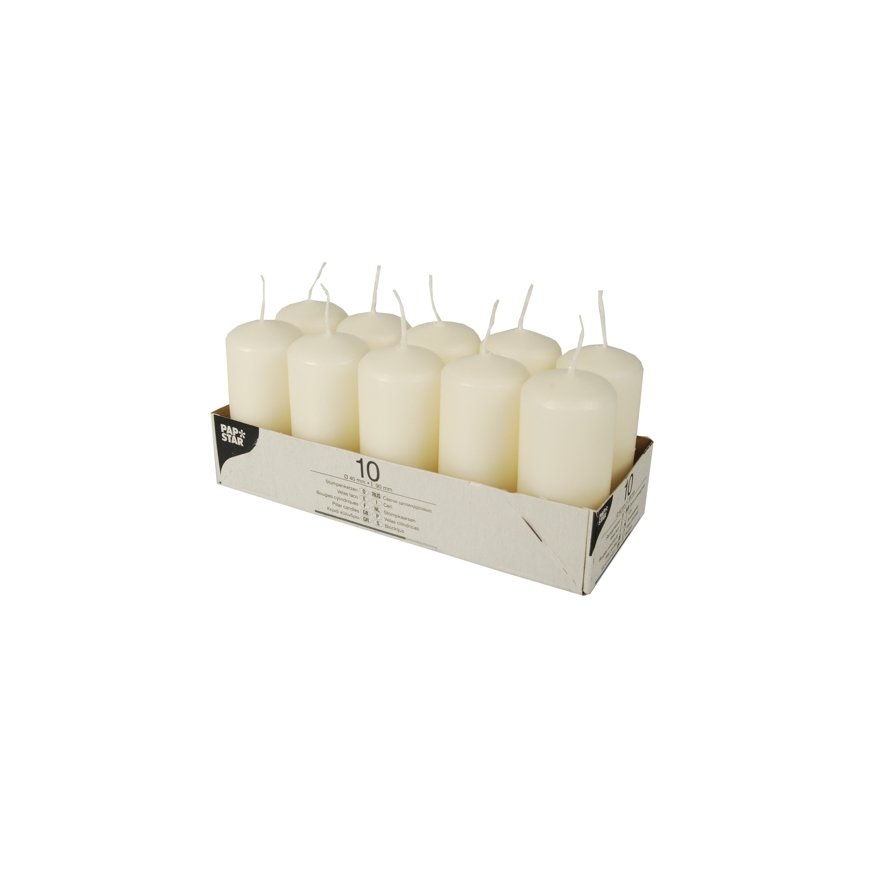 Papstar 17912 vaska svece Apaļš Krēms 10 pcs