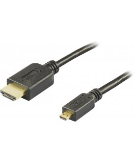 Deltaco HDMI-kaapeli,1.4+E,19-pin ur-Micro 19-pin ur, 1080p, musta, 5m
