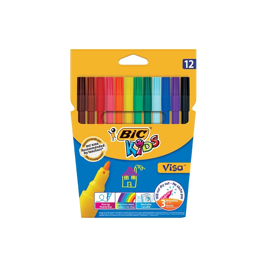 BIC Kids Visa felt pen Fine Multicolour 12 pc(s)