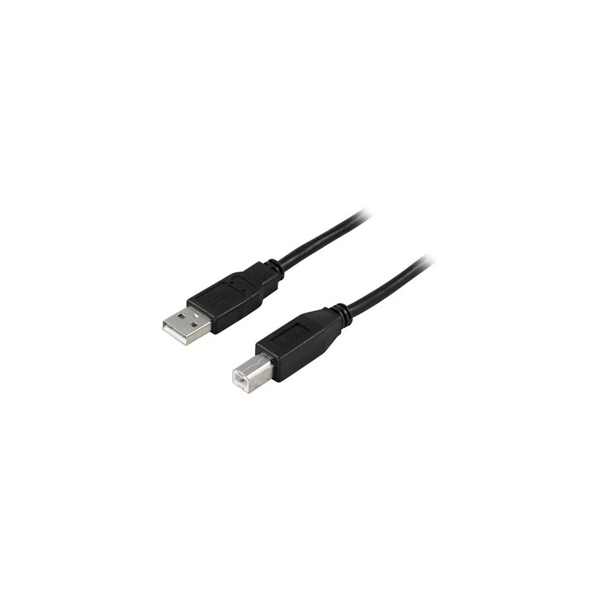 Deltaco USB-250S USB kabelis USB 2.0 5 m USB A USB B Melns