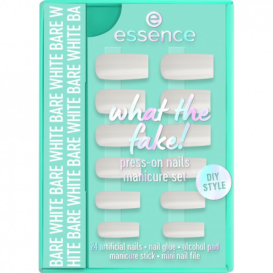 Essence what the fake! PRESS ON NAIL Roku pirkstu nagi Balts Vienkrāsaina 24 pcs Kaste
