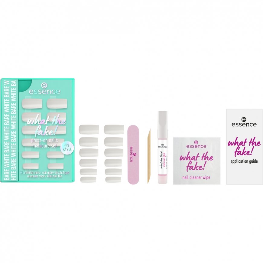 Essence what the fake! PRESS ON NAIL Roku pirkstu nagi Balts Vienkrāsaina 24 pcs Kaste – 2