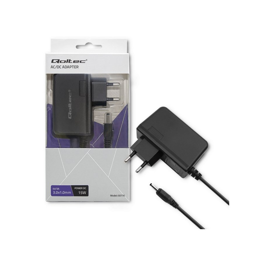 Qoltec 50776 адаптер питания / инвертор Для помещений 15 W Черный