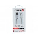 Swissten 71522303 USB kabelis 2 m USB A Micro-USB B Sidabras Swissten 71522303 USB kabelis 2 m USB A Micro-USB B Sidabras
