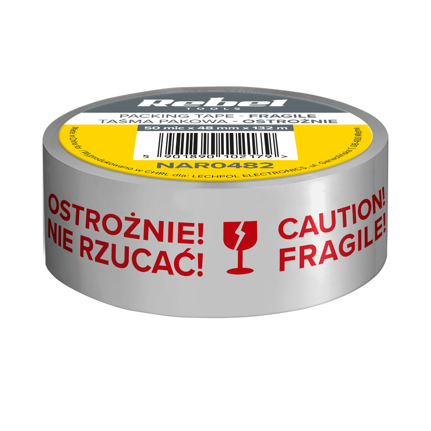 Packing tape CAUTION REBEL GLASS (50 mic x 48 mm x 132 m) – 2