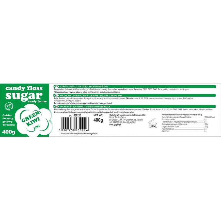 Gsg24 Cukrus cukraus vatai GSG1009210, kivių skonio, 400 g