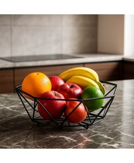 Fruit Basket Decor 26 cm Black AMBITION