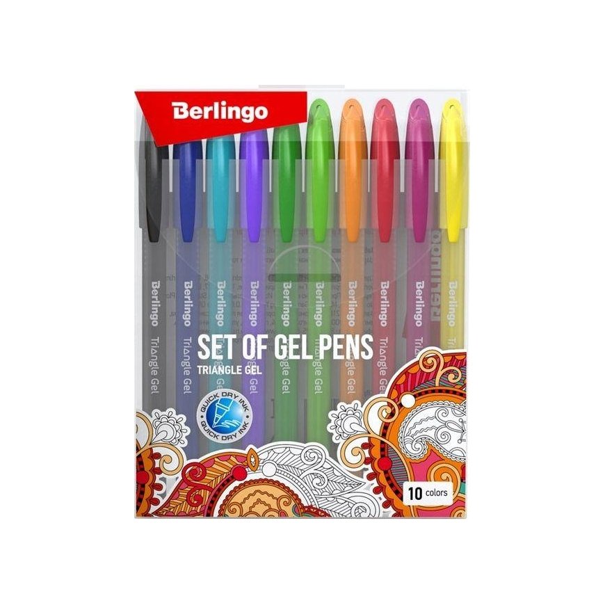 Berlingo, Набор гелевых ручек, цвет, 10шт, 0,5мм, Triangle gelis