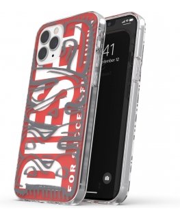 Diesel Snap Case Clear AOP Apple iPhone 12 Pro Max puhelimen kuori punaisena ja harmaana 42568