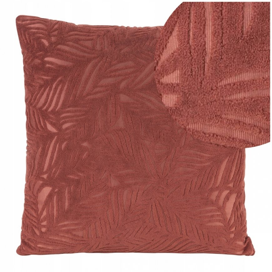 Eurofirany OCTAVIA Velvet Cushion Cover with Jacquard Floral Pattern, 40X40 cm, Color: Dark Pink – 2