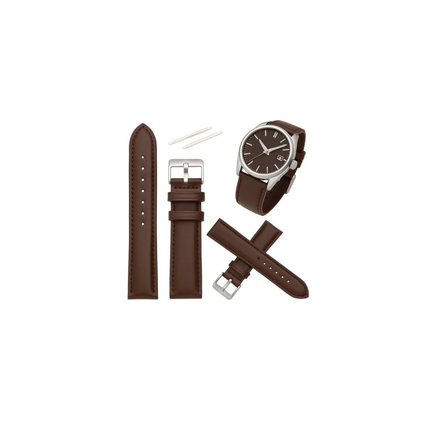 Leather watch strap "Pacific W83L" – dark brown – 18 mm