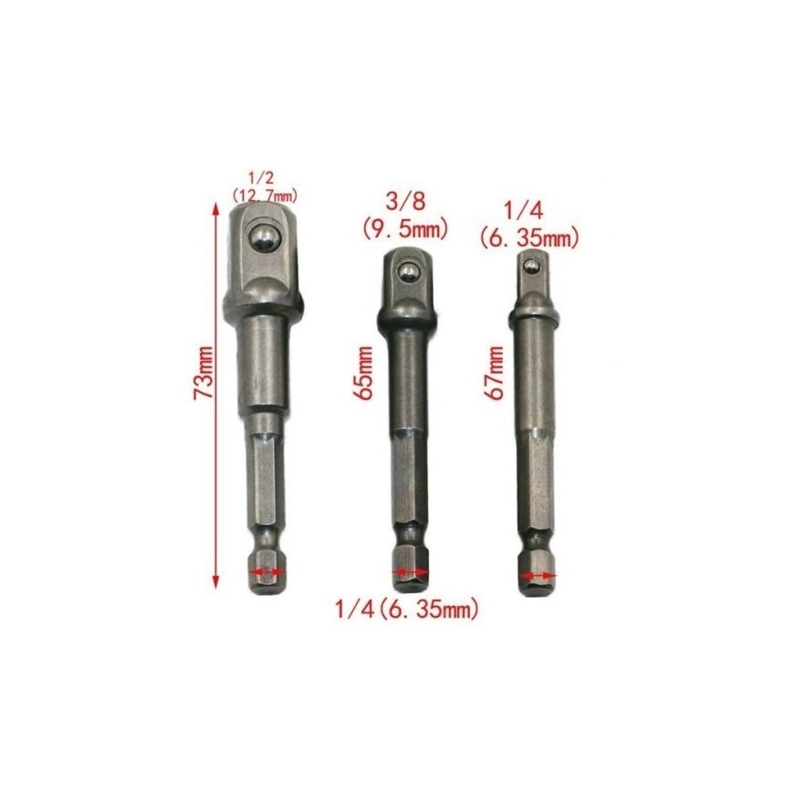 OEM Atsuktuvo adapteri - samazinājumi 1/4" 3/8" 1/2" - 3 gab. komplekts – 2