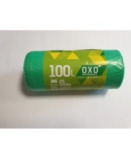 Šiukšlių maišai SORTEX, žali HDPE 100L 70x100cm 18 mkr 25vnt/rul.