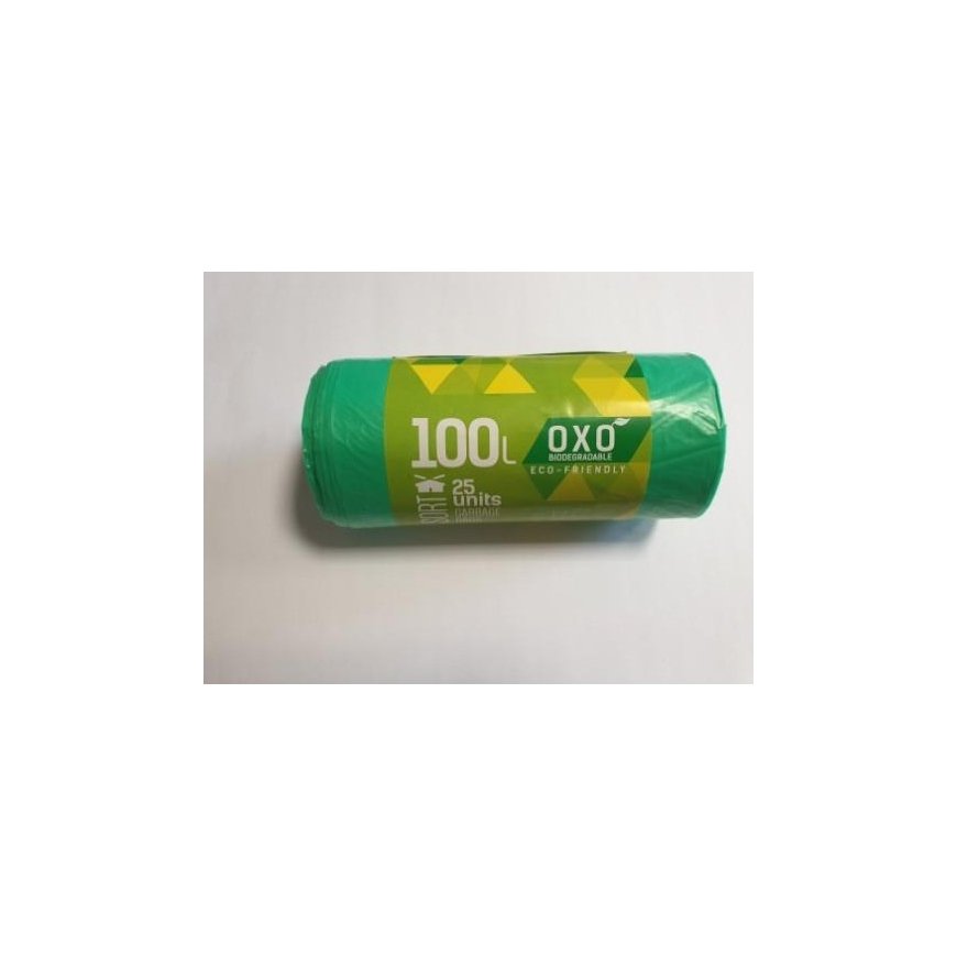 SORTEX-jätesäkit, vihreät HDPE 100L 70x100cm 18 mkr 25kpl/rulla.