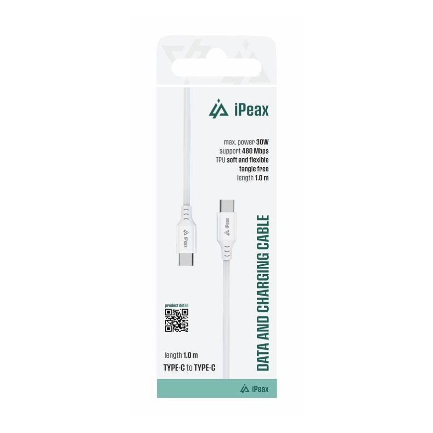 iPEAX TPU CABLE USB-C / USB-C 1M, USB 2.0 White