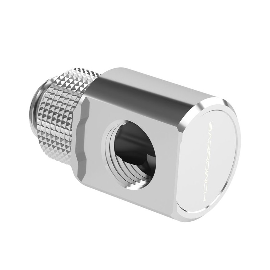 „Barrow“ adapter, 90 kraadi, G1/4 tolli pistikuga ja pesaga, G1/4 tolli pistiku keermega – pööratav, koos ühendusega