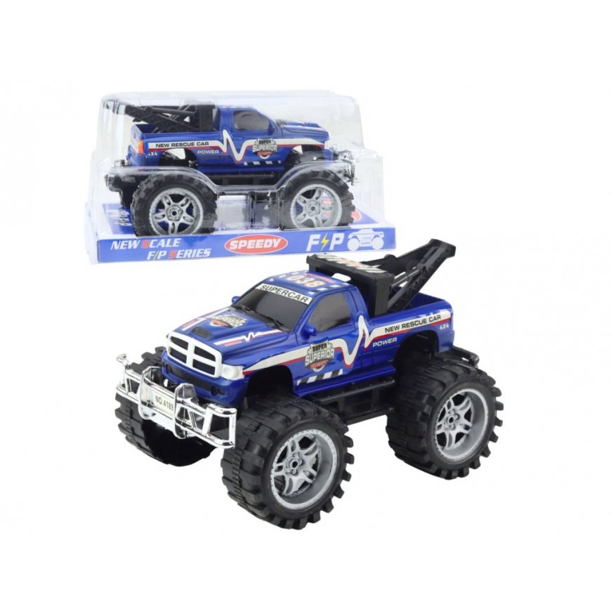 Lean Toys glābšanas apvidus auto ar āķi, zils, 27 cm
