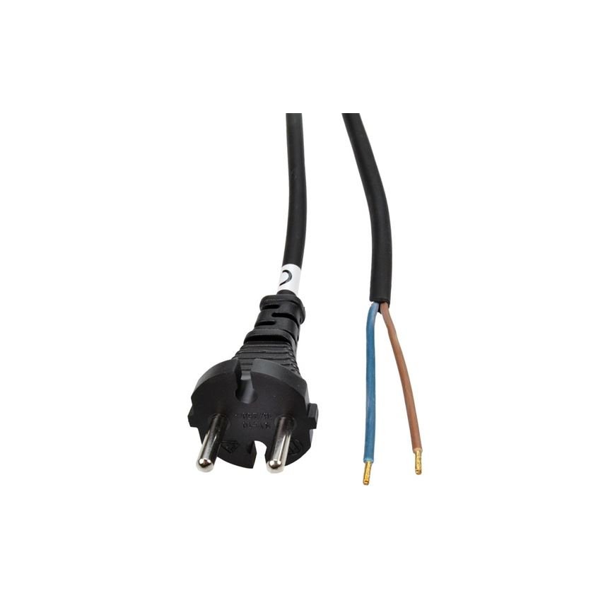 Solight fleksokabel, 2x 1,5mm2, kummist, must, 2,5m