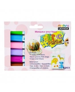 Marvy Uchida Fabric Marker 560-6B Floral, 6pcs for Decorating Light Fabrics