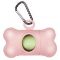 Dog waste bags (15 pcs) with pink dispenser Dog waste bags (15 pcs) with pink dispenser