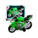 Lean Toys Žaislinis lenktyninis motociklas su šviesos ir garso efektais, žalias Lean Toys Žaislinis lenktyninis motociklas su šviesos ir garso efektais, žalias