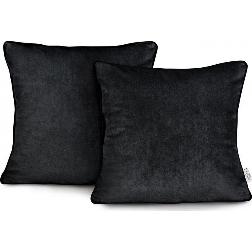 AmeliaHome CUS/AH/VELVET/Black/PIPING/45X45*2