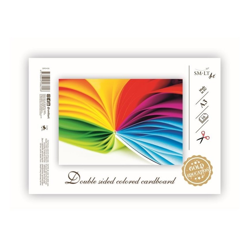 Double-sided colored cardboard SMLT, A3, 190 g/m2, 16 sheets (8 colors) – 2