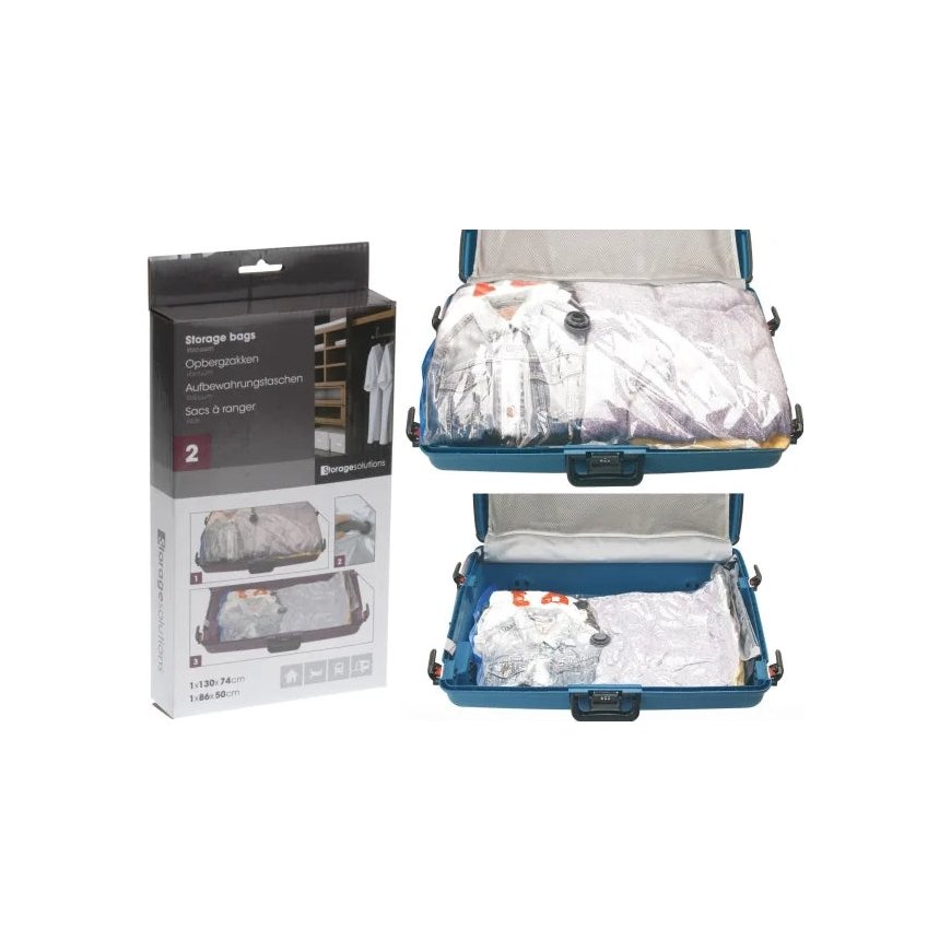 Storage Solutions vakuuminiai maišeliai drabužiams ir patalynei 130x74 + 86x50 cm rinkinys