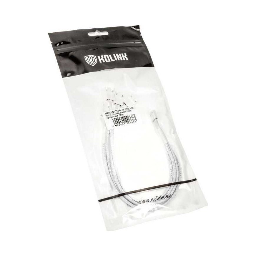 Kolink 1-4 PWM -tuulettimen jakokaapeli - 35 cm, punottu, valkoinen