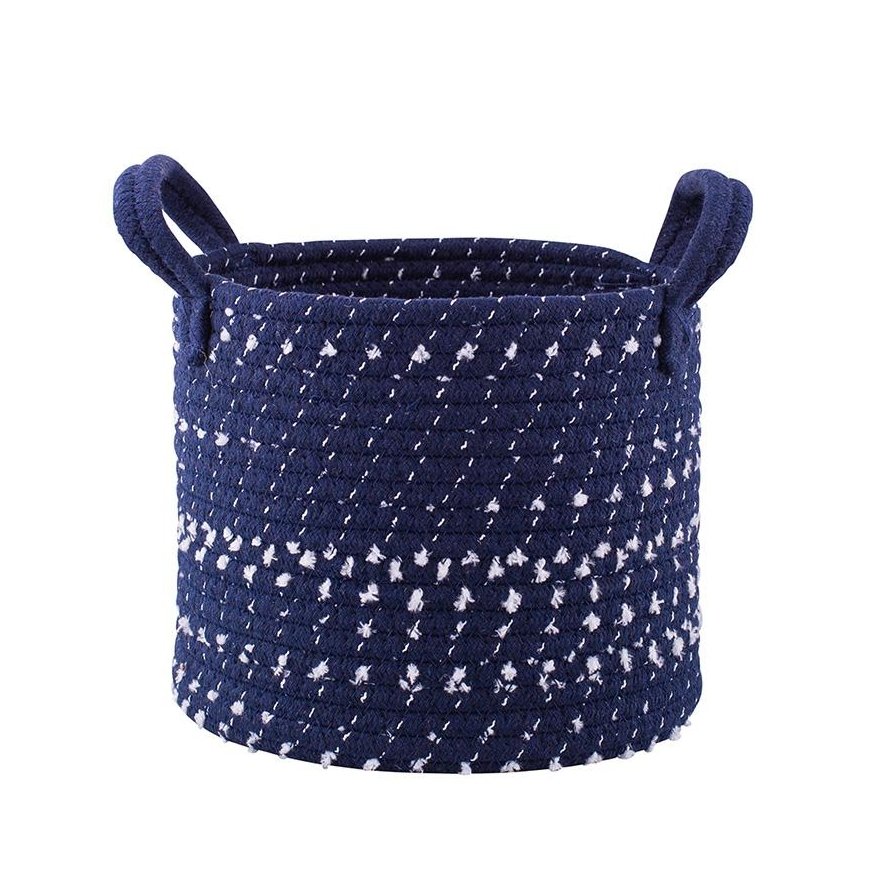 Blue Woven Basket, 22x22x18 cm, navy blue