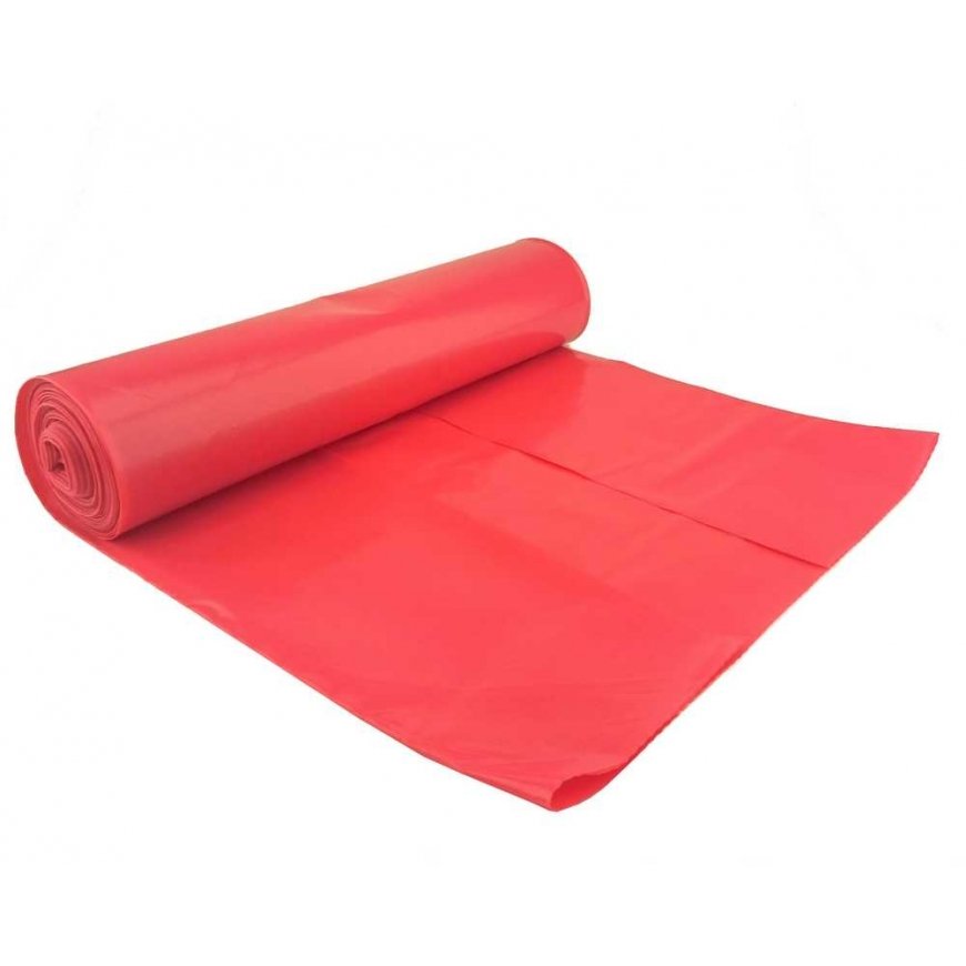 MEVA 50-micron thick garbage bags. Durable roll of 25 pcs - red 120L.