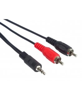 PremiumCord KJACKCIN10 audio kabelis 10 m 3.5mm 2 x RCA Melns, Sarkans