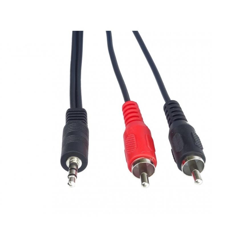PremiumCord KJACKCIN10 audiokaabel 10 m 3.5mm 2 x RCA Must, Punane – 4