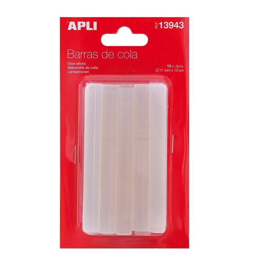 Apli Hot Glue Sticks, Clear, 11mm, Pack of 10