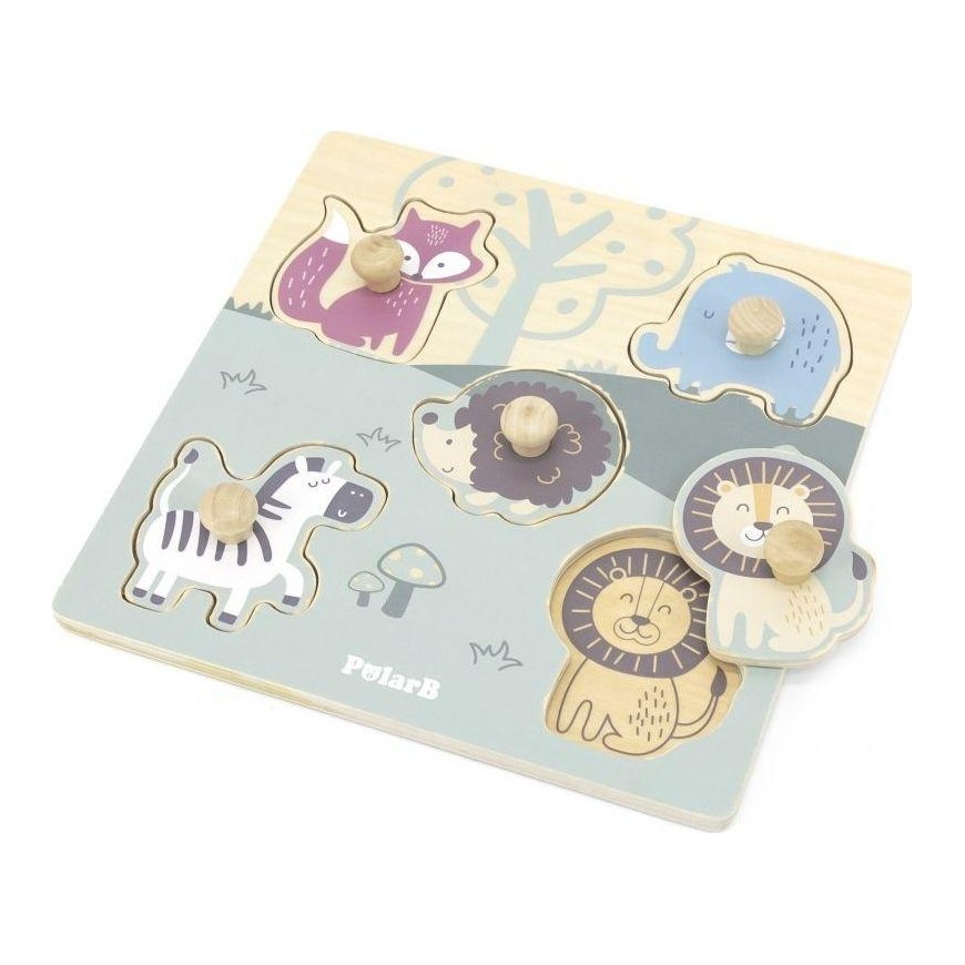 Viga Toys Wooden Puzzle Animals with Pegs