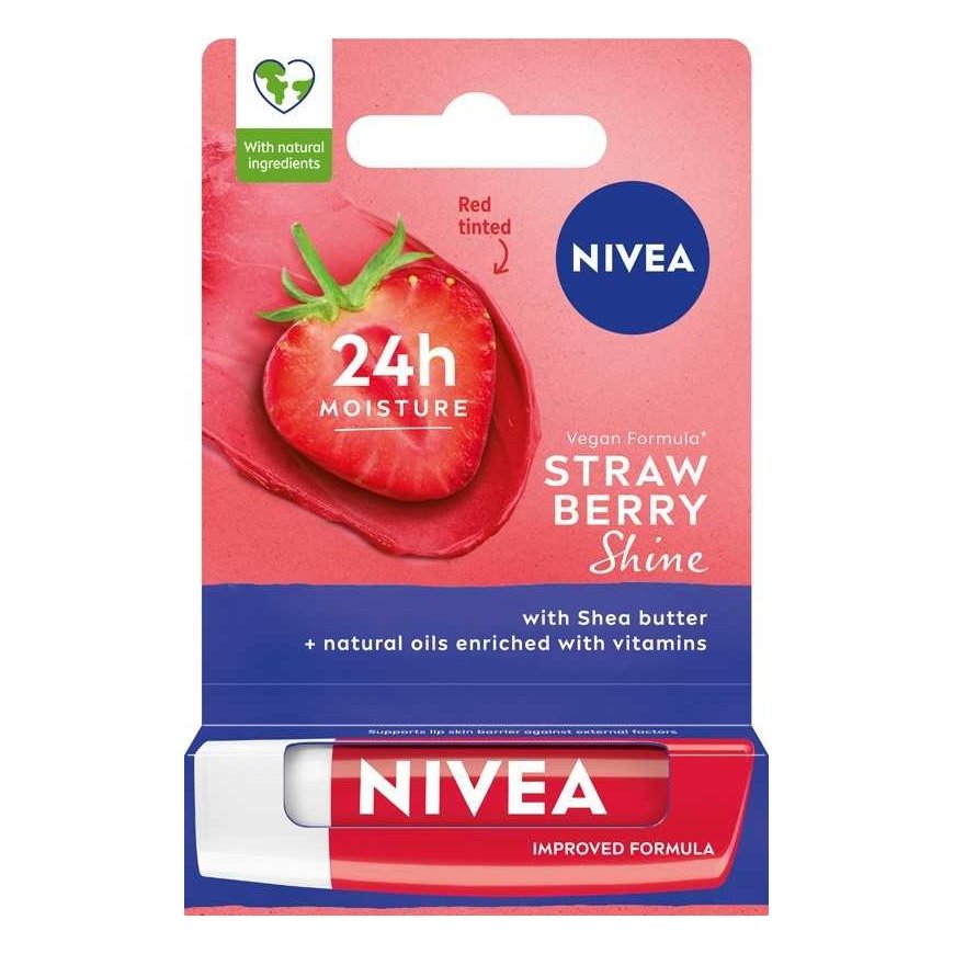 Nivea 24H niisutav huulepulk maasika sädelusega, 4,8 g