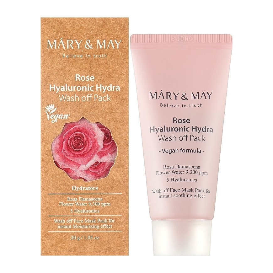 MARY & MAY Wash-Off Mask with Rose and Hyaluronic Acid "Hydra Wash Off Pack", 30 g
