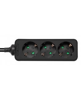 Deltaco GT-0320 удлинитель 1,5 m 3 розетка(и) Для помещений Черный