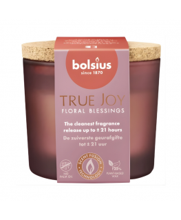 Svece arom. stikla gl. ar korķi True Joy Ø66x83mm floral blessin