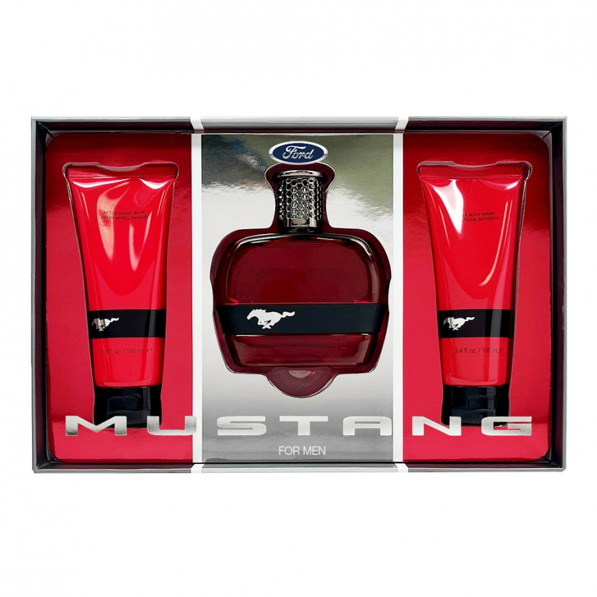 Set Ford: Mustang Red, Eau De Toilette, For Men, 100 ml + Mustan
