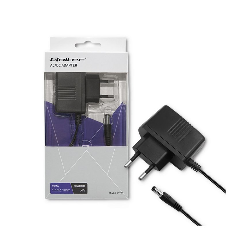 Qoltec 50770 maitinimo adapteris / inverteris Vidaus 5 W Juoda