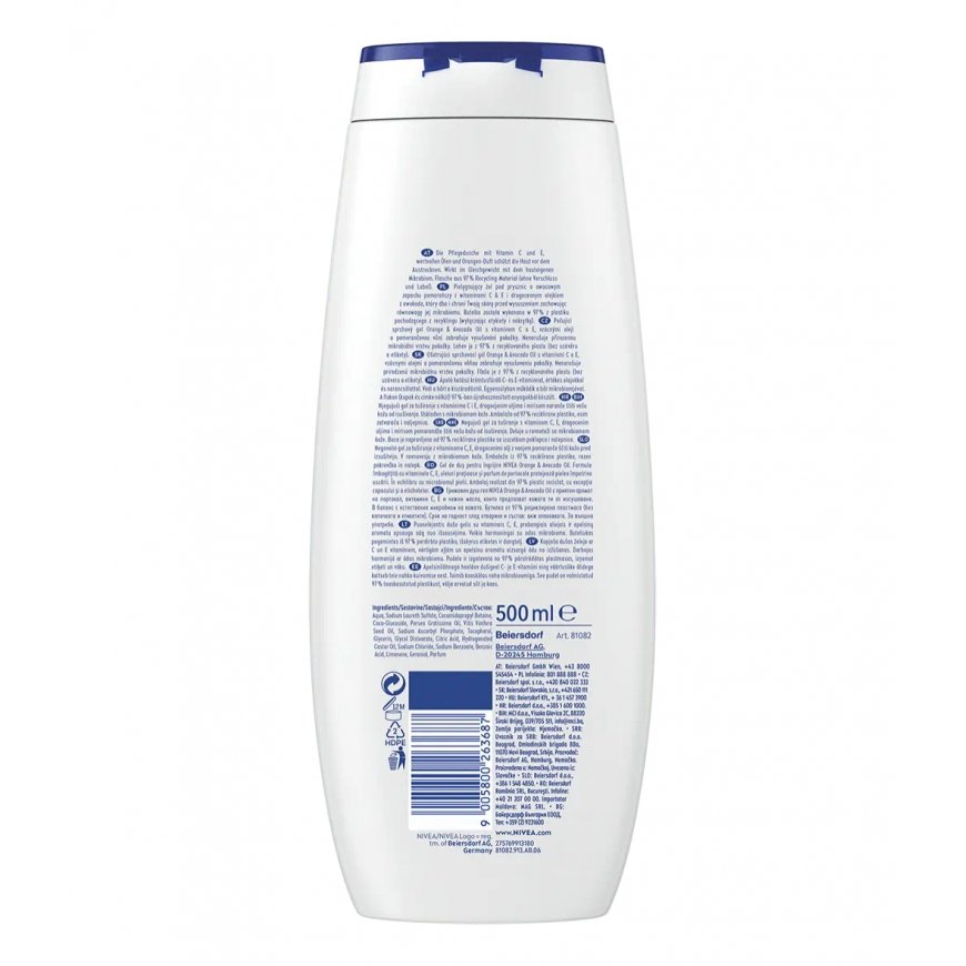 NIVEA Orange & Avocado Oil 500 ml Dušigeel Naised Keha Oranž – 2