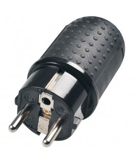 Solight Lightweight Rubber Wet Plug, Straight, IP44, Black