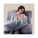 MOMCOZY Grūtniecības spilvens, F formas, samts, pelēks MOMCOZY Grūtniecības spilvens, F formas, samts, pelēks