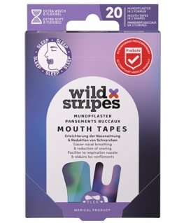 Wild Stripes Закрывающие полоски для рта для поддержки носового дыхания ночью (Патчи для рта) 20 шт. Уход за кожей лица Унисекс