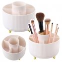 Lean Cosmetics brush and lipstick holder with 360° rotation, 5 compartments, white.