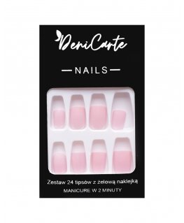 Pink Deni Carte Tipsy Square - Set of False Nails - Intensive Pink